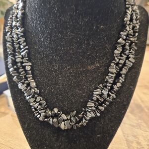 Black Onyx Chip Necklace. 18 Inches
